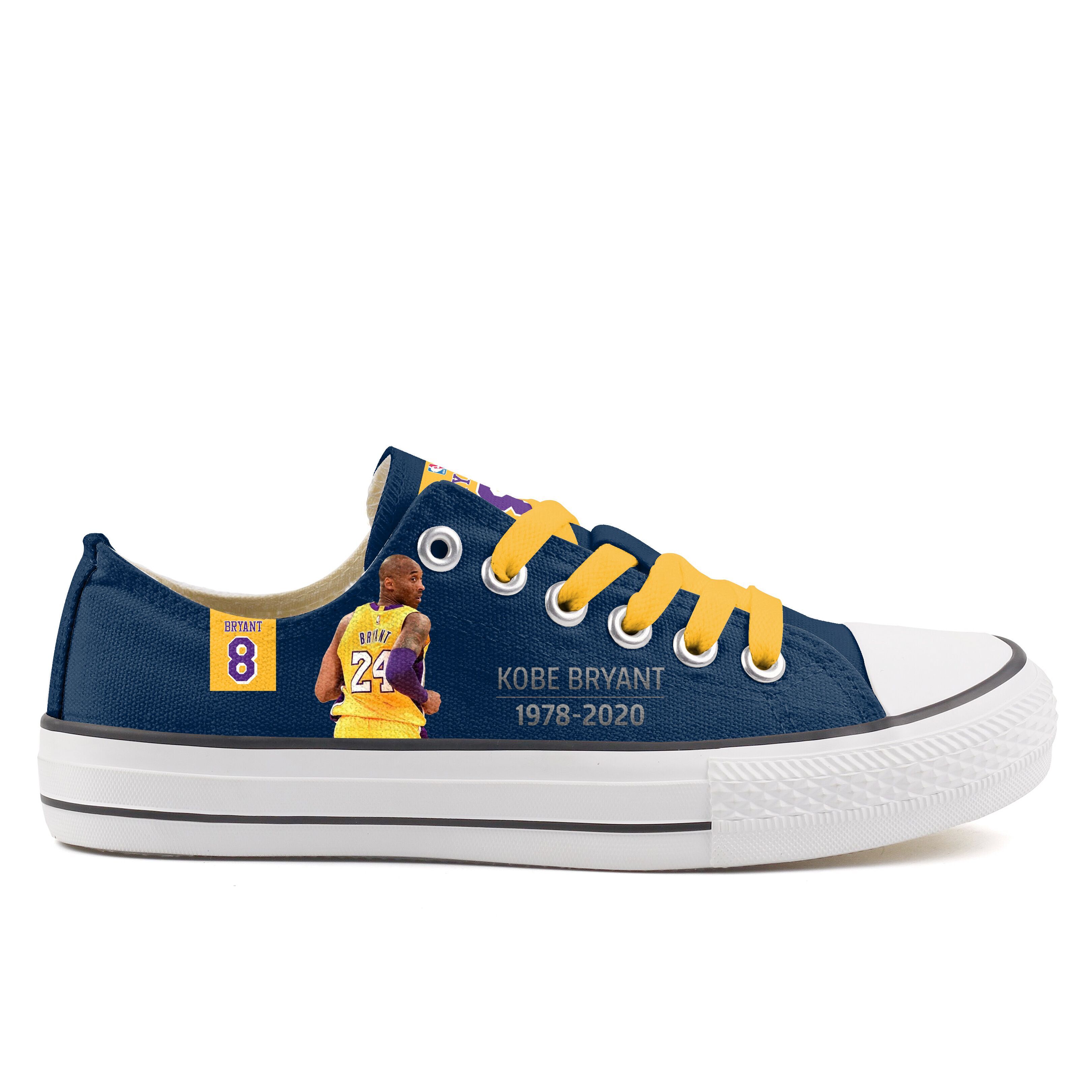 Women's and Youth Los Angeles Lakers Kobe Bryant Repeat Print Low Top Sneakers 008